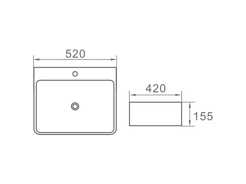 Aufsatzwaschbecken aus glasierter Keramik VENADO 52x42 cm