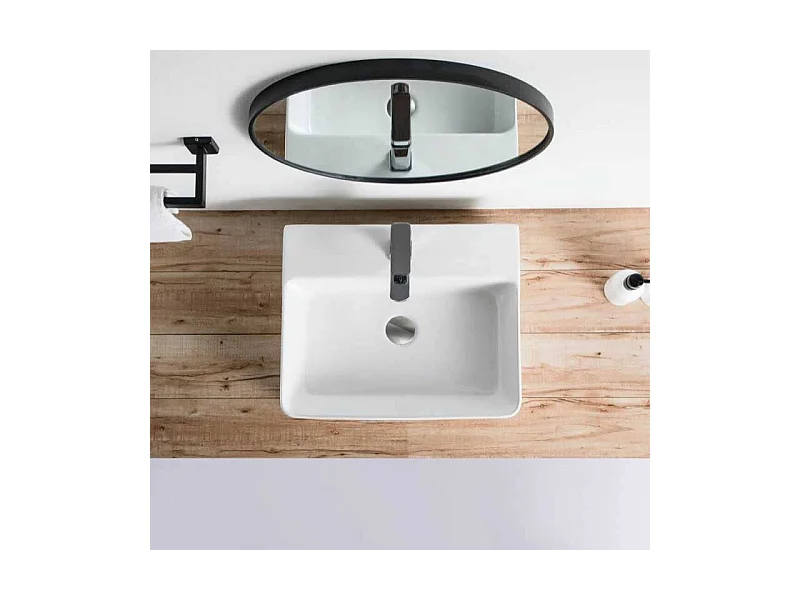 Aufsatzwaschbecken aus glasierter Keramik VENADO 52x42 cm