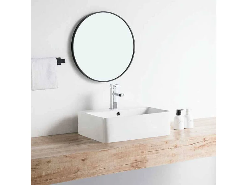 Vasque à poser rectangulaire en céramique VENADO taille S M et L 52 x 42 cm