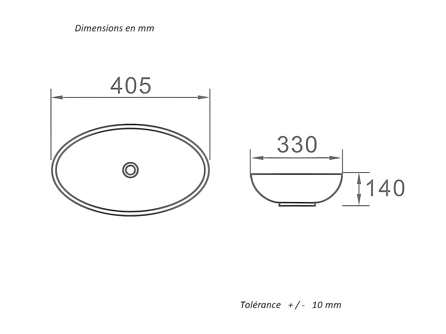 Aufsatzwaschbecken aus glasierter Keramik POSADAS 405x33 cm
