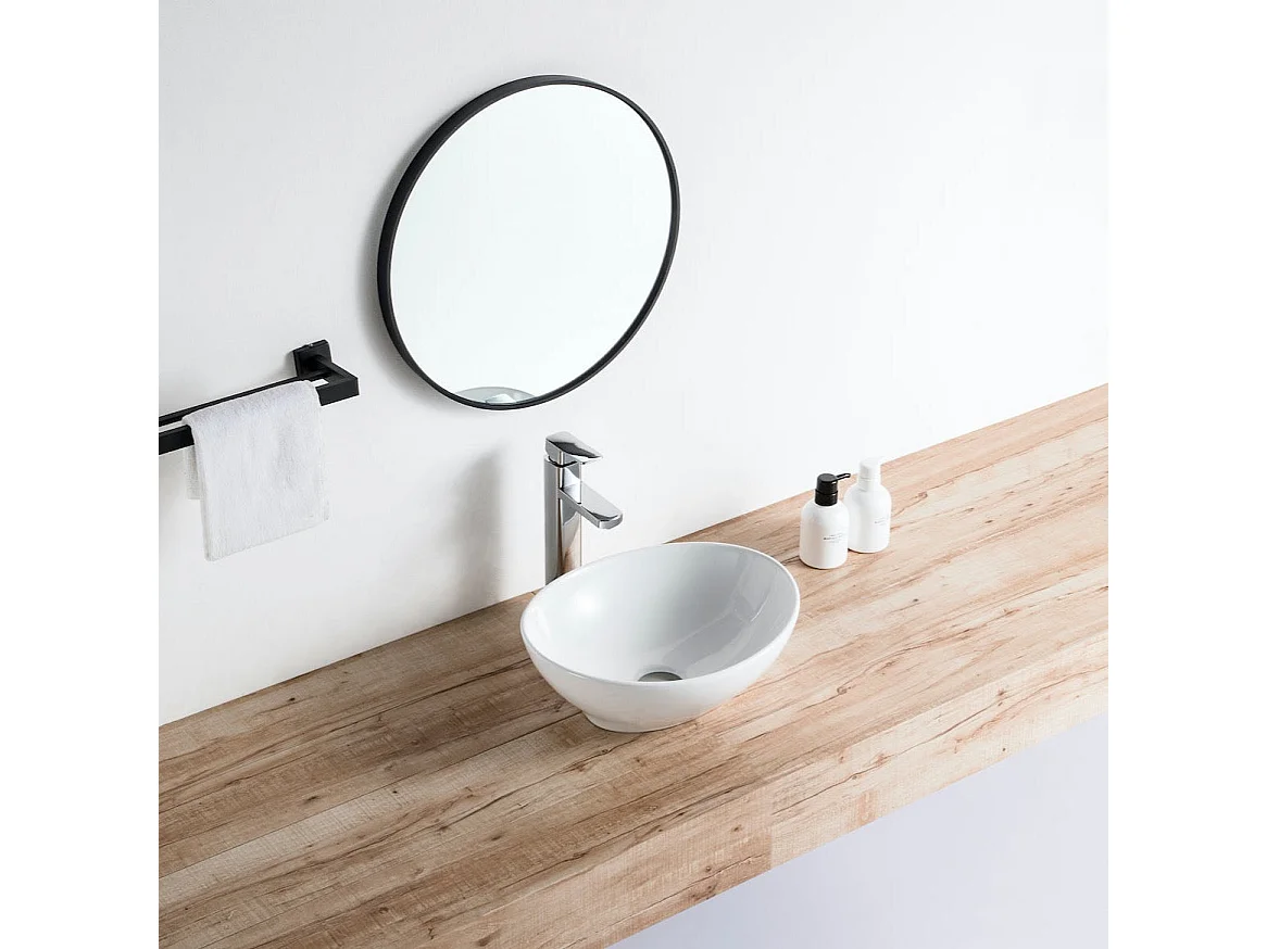 Lavabo blanco brillante sobre encimera cerámico POSADAS 40,5 x 33 cm  40.5 x 33 cm