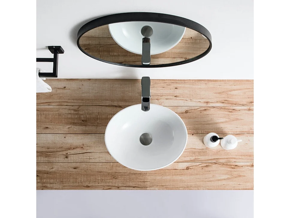 Lavabo blanco brillante sobre encimera cerámico POSADAS 40,5 x 33 cm  40.5 x 33 cm