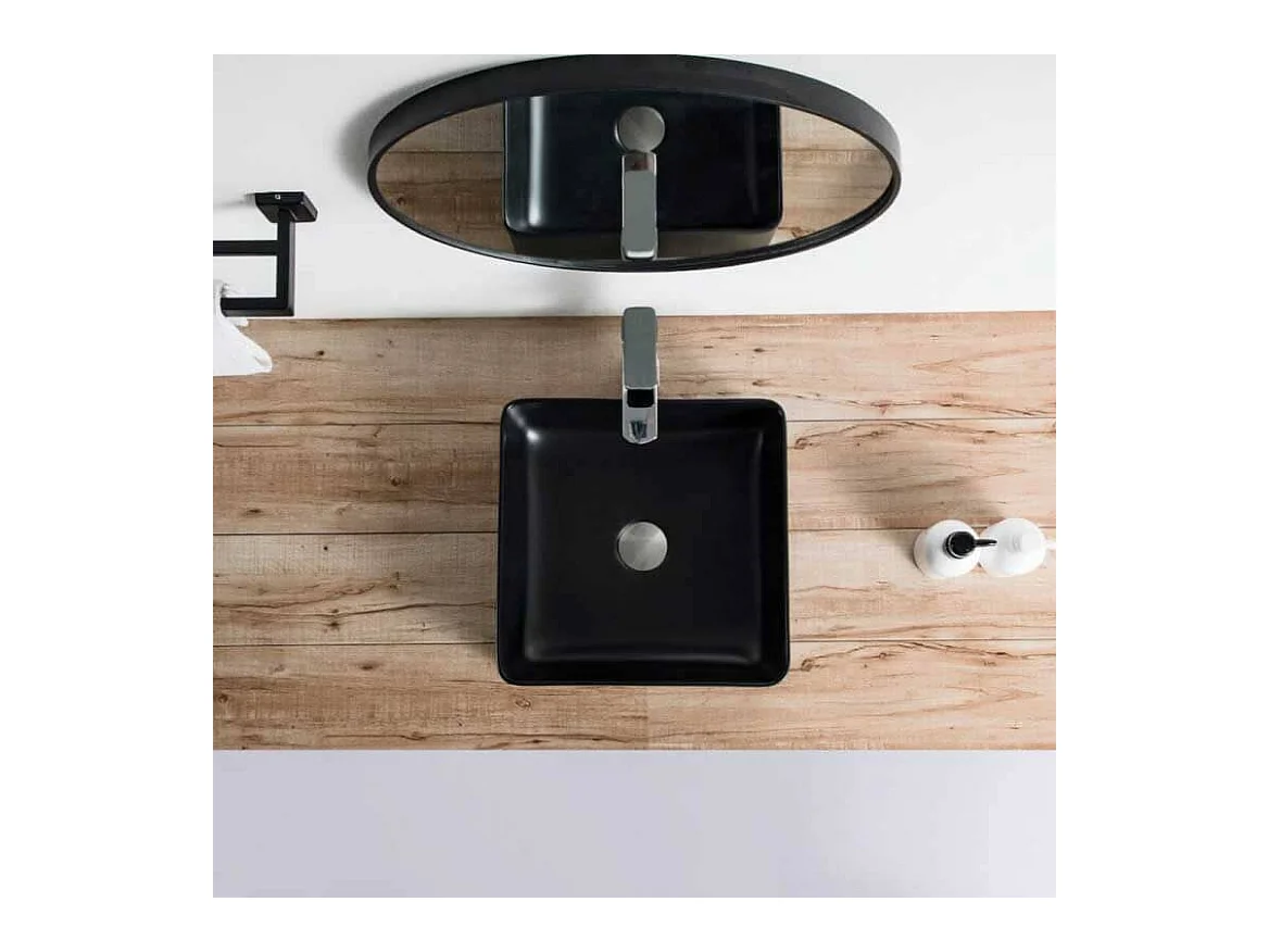 Aufsatzwaschbecken aus glasierter Keramik RIVA 365 cm schwarz matt