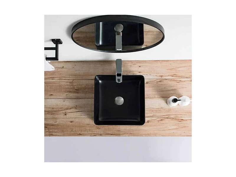 Aufsatzwaschbecken aus glasierter Keramik RIVA 365 cm schwarz matt