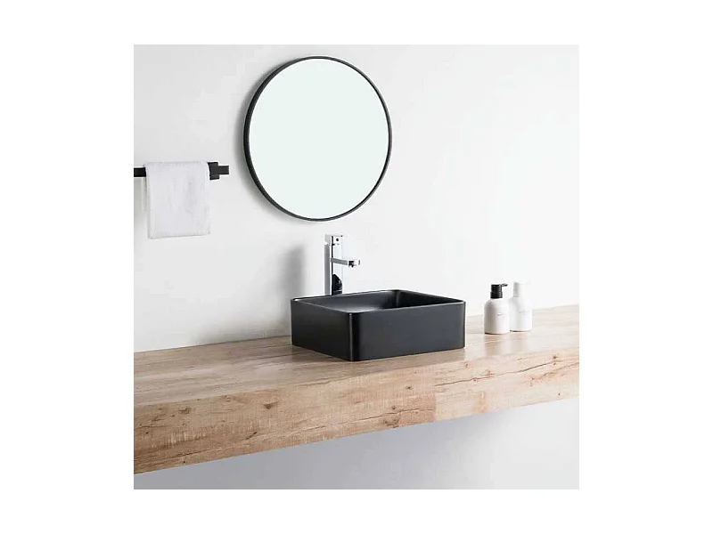 Aufsatzwaschbecken aus glasierter Keramik RIVA 365 cm schwarz matt