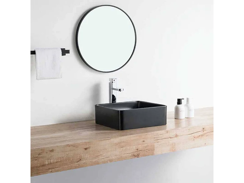 Aufsatzwaschbecken aus glasierter Keramik RIVA 365 cm schwarz matt