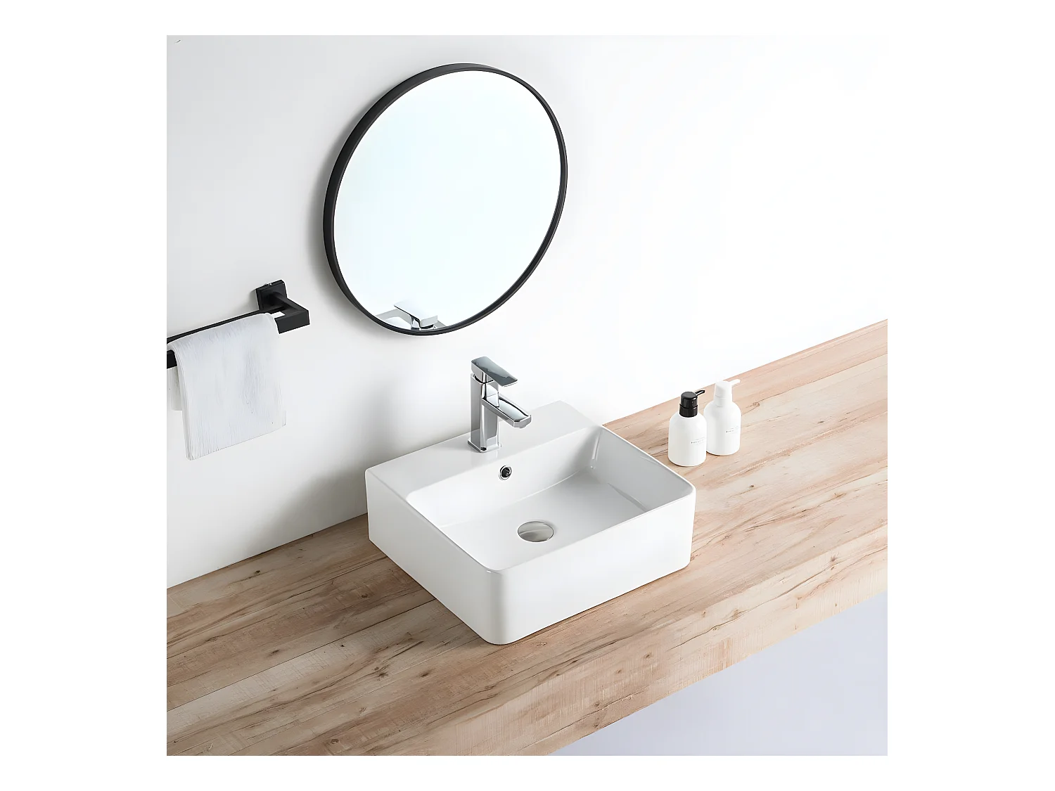 Aufsatzwaschbecken aus glasierter Keramik VENADO 46x42 cm