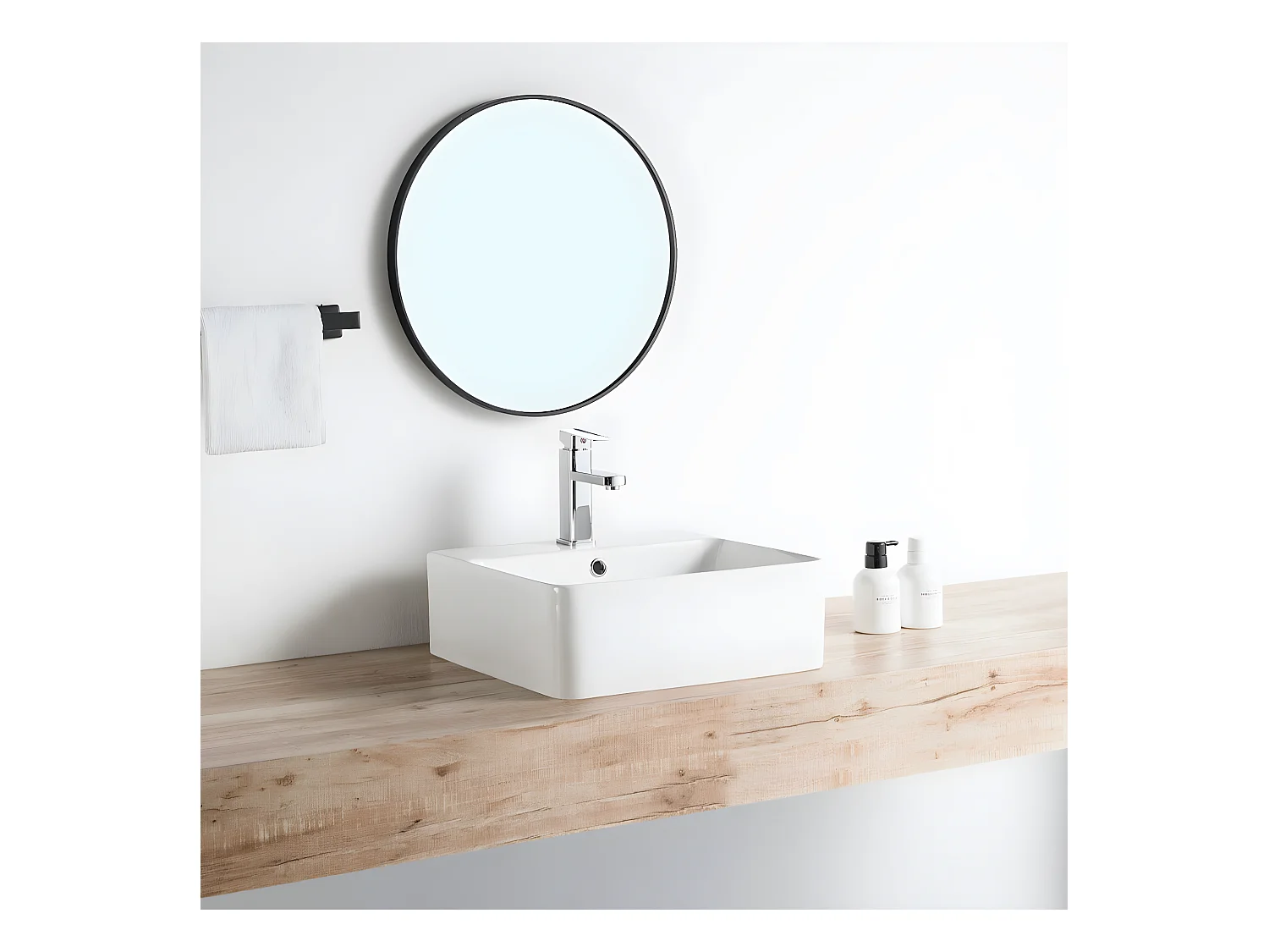 Aufsatzwaschbecken aus glasierter Keramik VENADO 46x42 cm