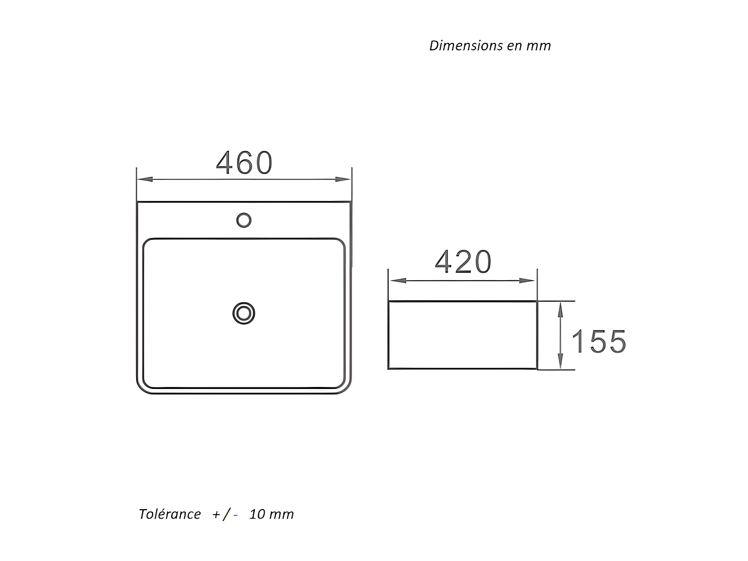 Aufsatzwaschbecken aus glasierter Keramik VENADO 46x42 cm