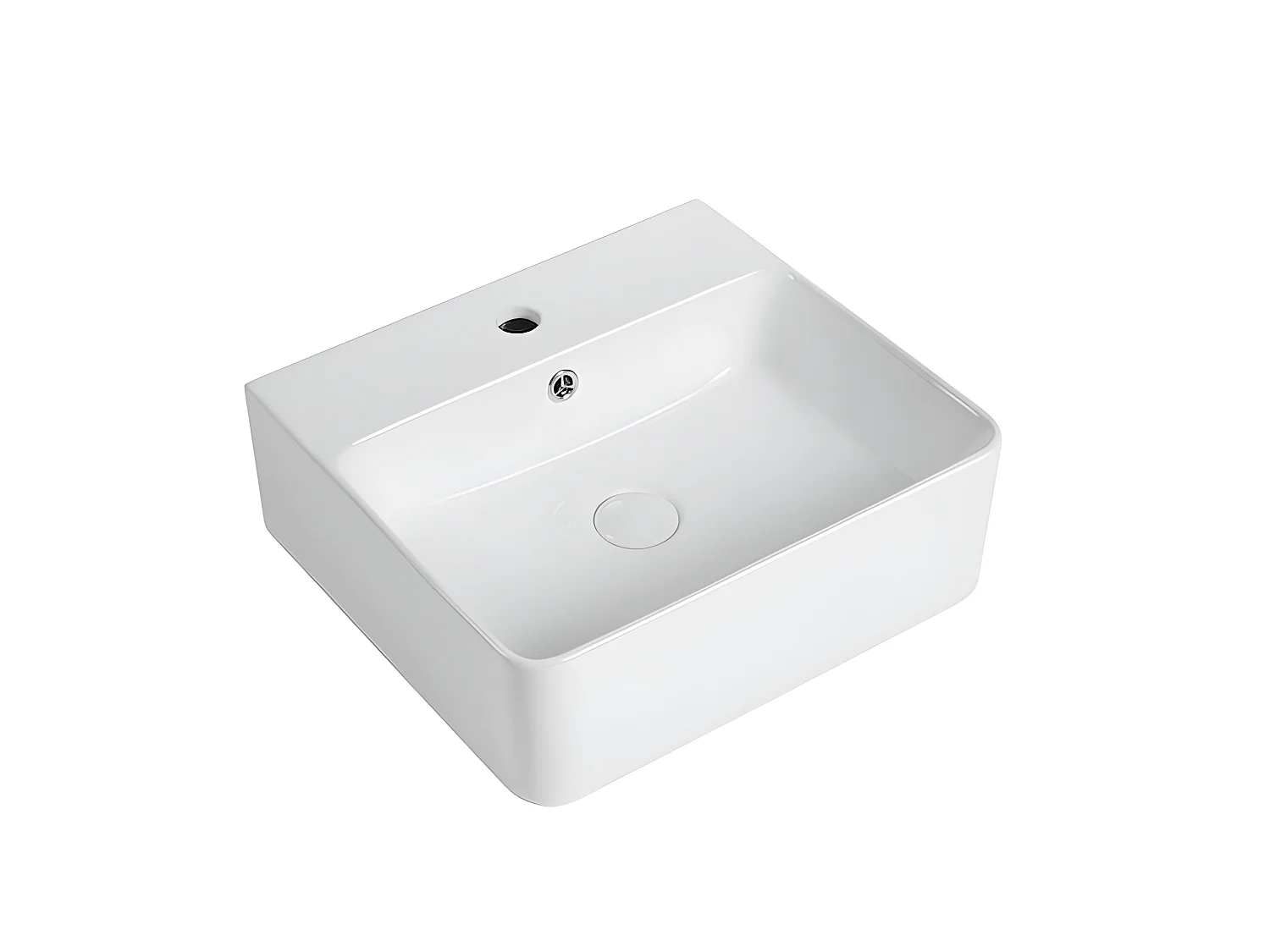 Lavabo blanco brillante sobre encimera cerámico VENADO 46 x 42 cm