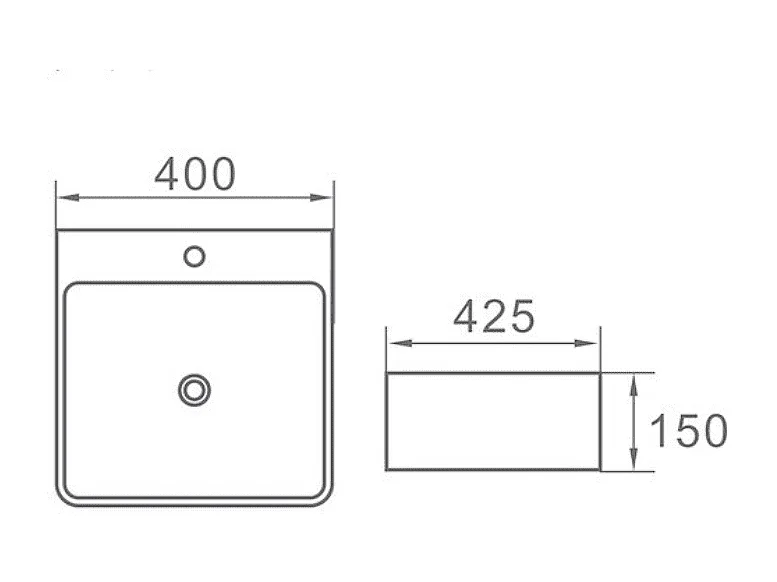 Aufsatzwaschbecken aus glasierter Keramik VENADO 42x425 cm