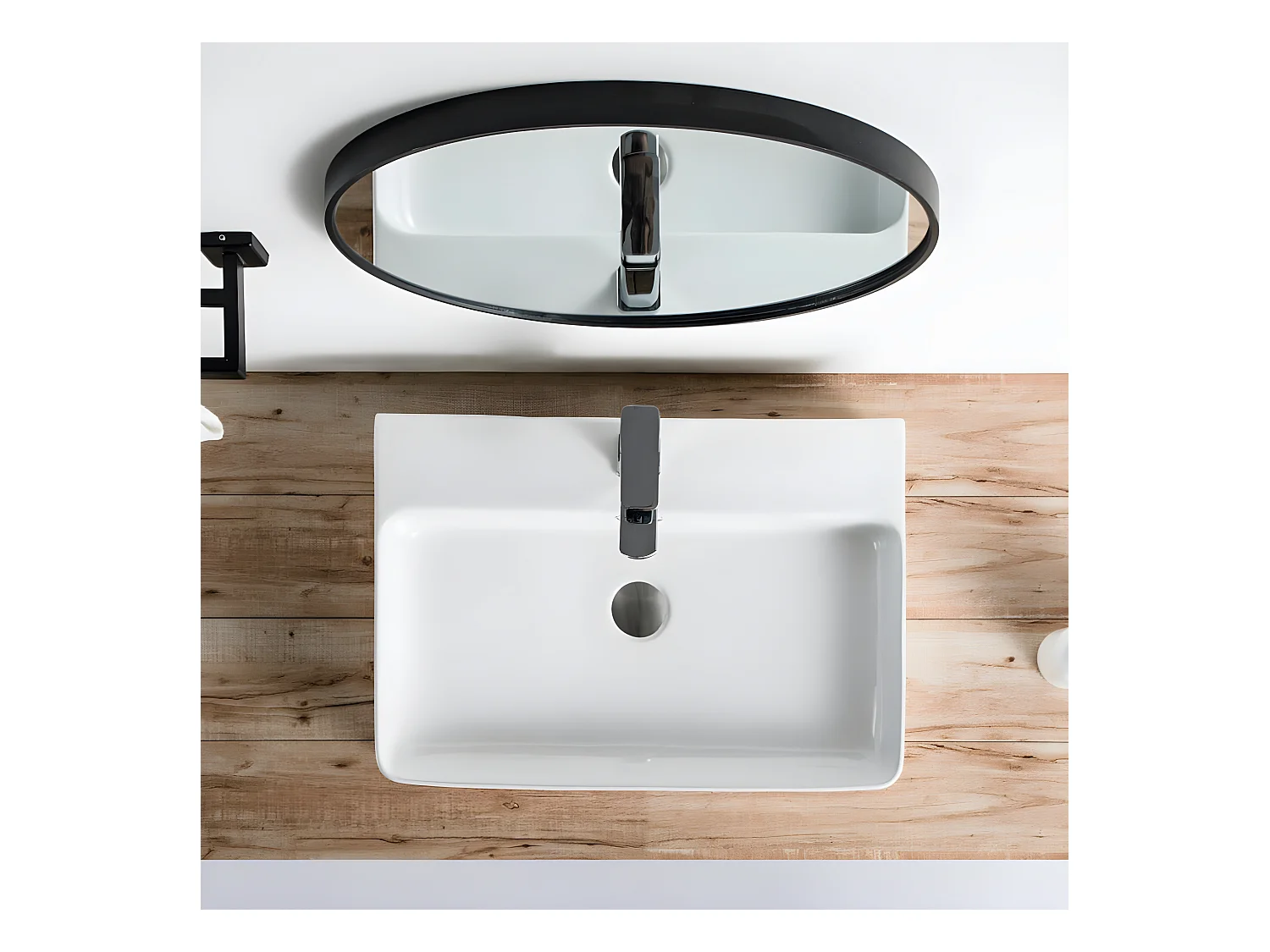 Vasque à poser rectangulaire en céramique ESTERO 60 x 42.5 cm