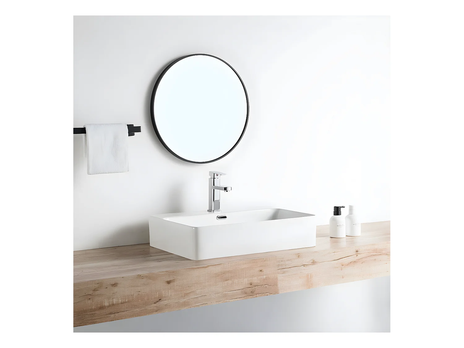 Vasque à poser rectangulaire en céramique ESTERO 60 x 42.5 cm