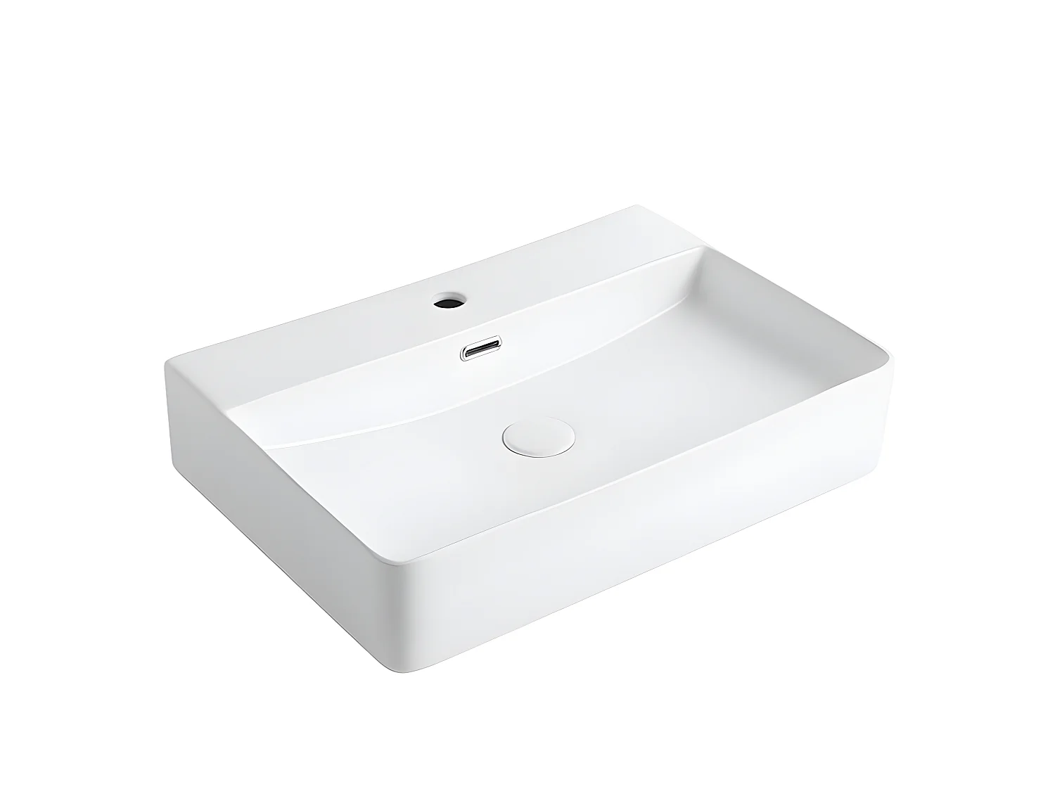 Vasque à poser rectangulaire en céramique ESTERO 60 x 42.5 cm