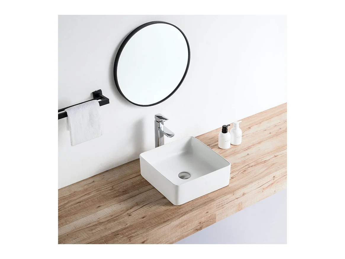 Aufsatzwaschbecken aus glasierter Keramik RIVA blanc 365 cm weiß matt