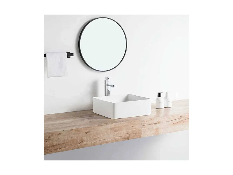 Aufsatzwaschbecken aus glasierter Keramik RIVA blanc 365 cm weiß matt