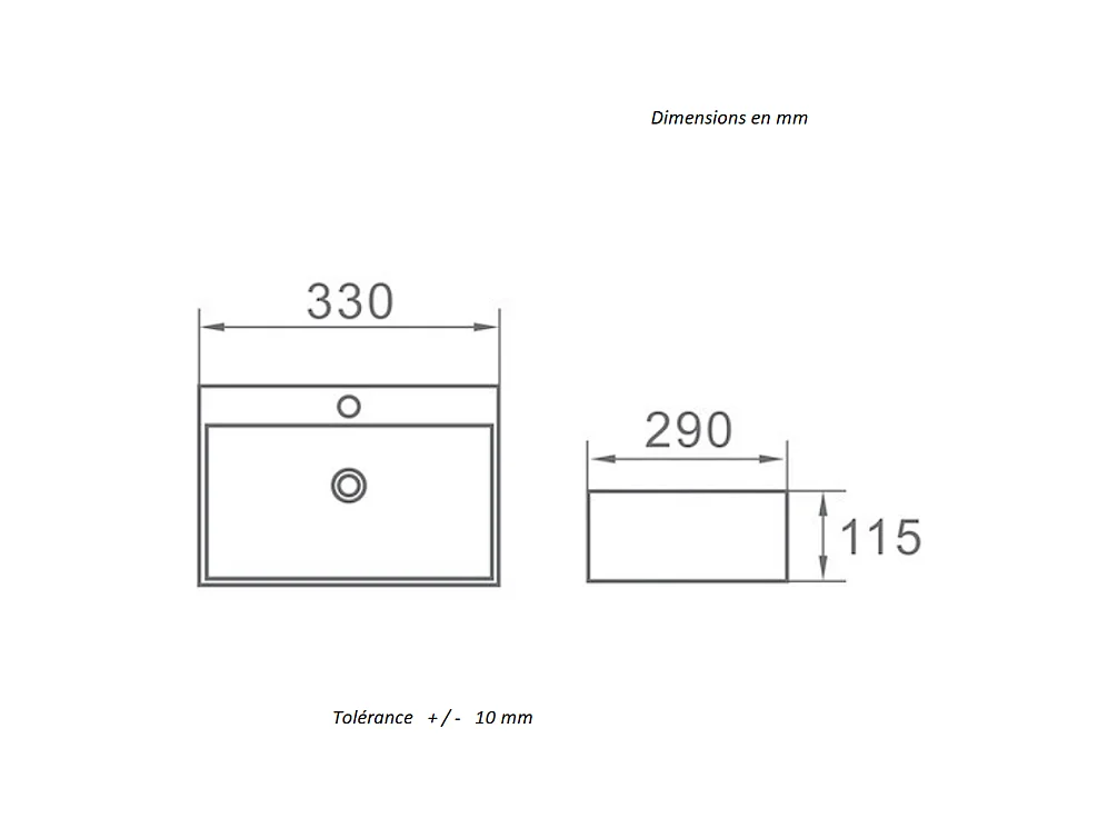 Aufsatzwaschbecken aus glasierter Keramik SALTA 33x29 cm