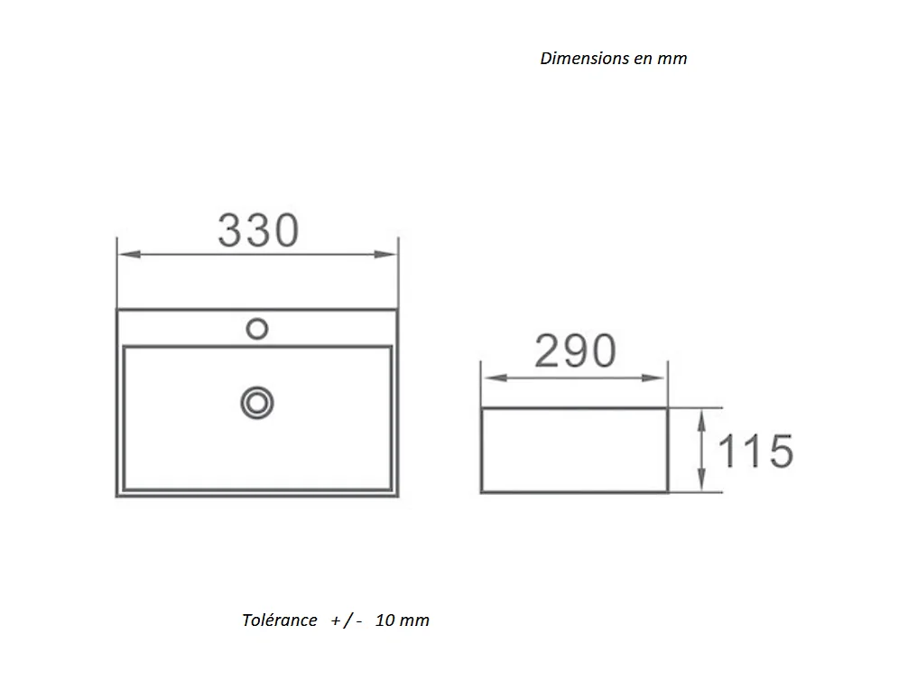 Aufsatzwaschbecken aus glasierter Keramik SALTA 33x29 cm
