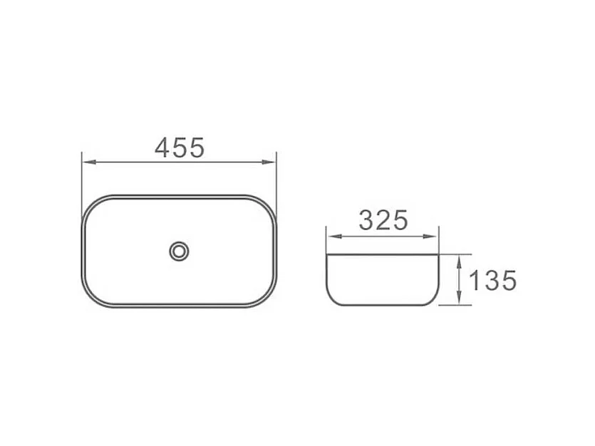 Aufsatzwaschbecken aus glasierter Keramik CUARTO 455x325 cm