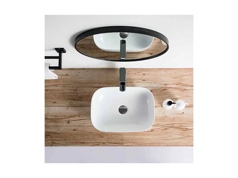 Aufsatzwaschbecken aus glasierter Keramik CUARTO 455x325 cm