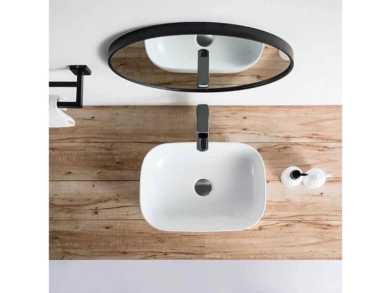 Vasque à poser rectangulaire en céramique CUARTO 3 coloris 45.5 x 32.5 cm Blanc brillant