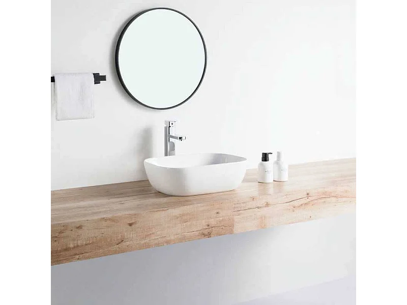 Vasque à poser rectangulaire en céramique CUARTO 3 coloris 45.5 x 32.5 cm Blanc brillant