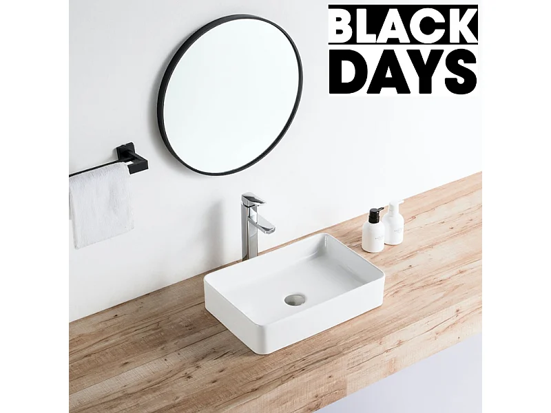 Vasque à poser rectangulaire en céramique RISTA 50 x 34 cm