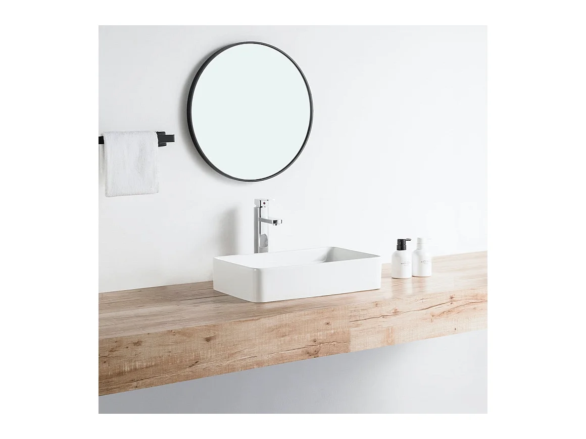 Lavabo blanco brillante sobre encimera cerámico RISTA 50 x 34 cm