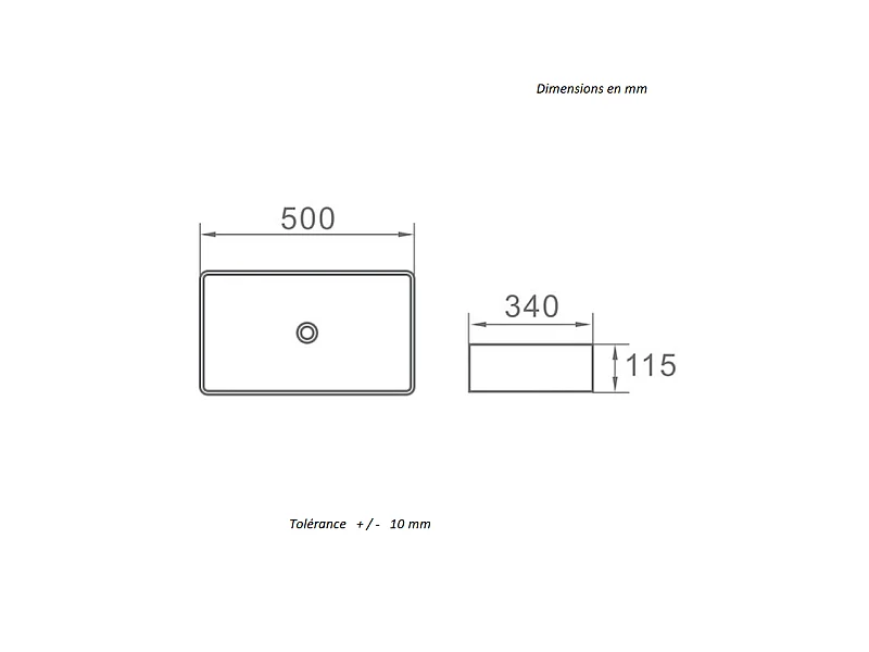 Lavabo blanco brillante sobre encimera cerámico RISTA 50 x 34 cm