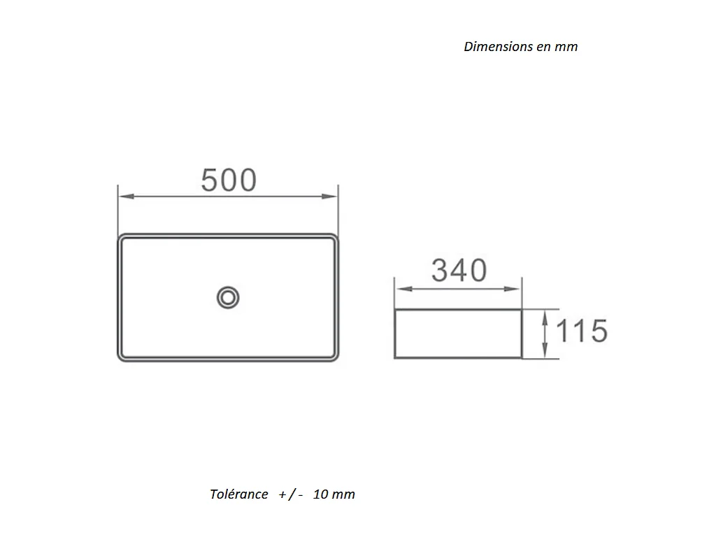 Lavabo blanco brillante sobre encimera cerámico RISTA 50 x 34 cm