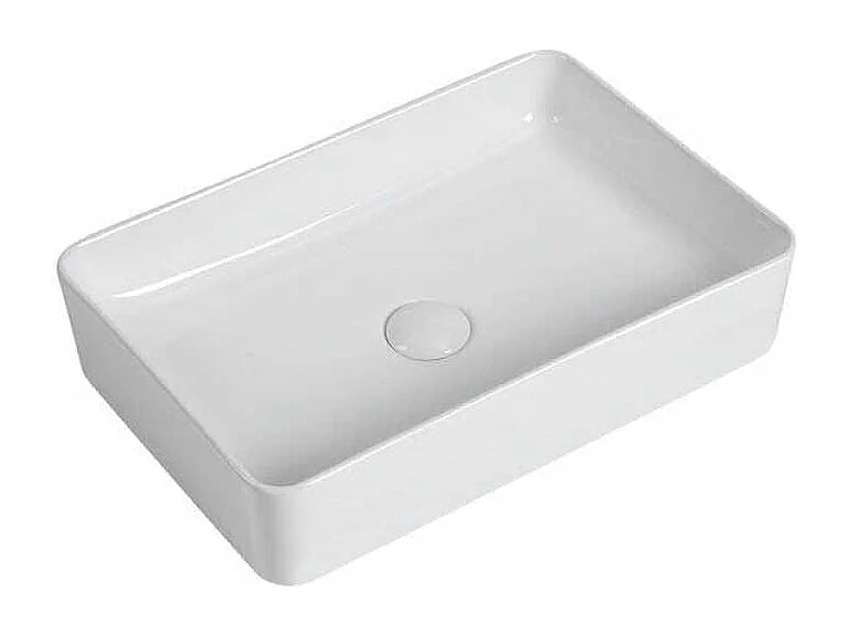 Lavabo blanco brillante sobre encimera cerámico RISTA 50 x 34 cm