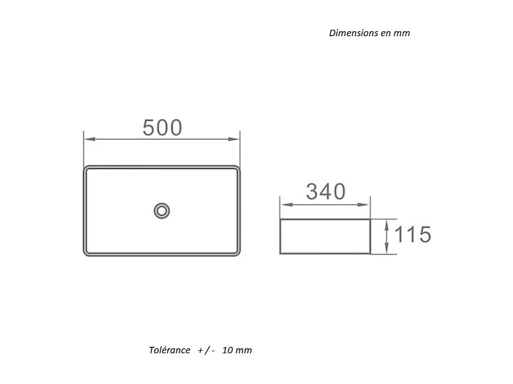 Lavabo blanco brillante sobre encimera cerámico RISTA 50 x 34 cm