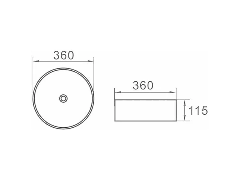 Lavabo blanco brillante sobre encimera cerámico MENDOZA Ø 36 cm  Ø36 cm