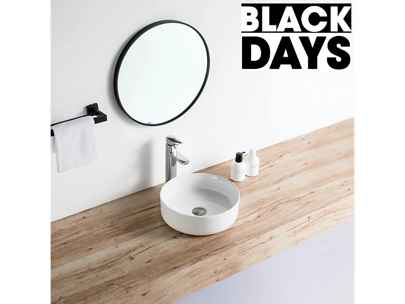 Vasque à poser ronde en céramique MENDOZA 6 coloris Ø36 cm Blanc brillant