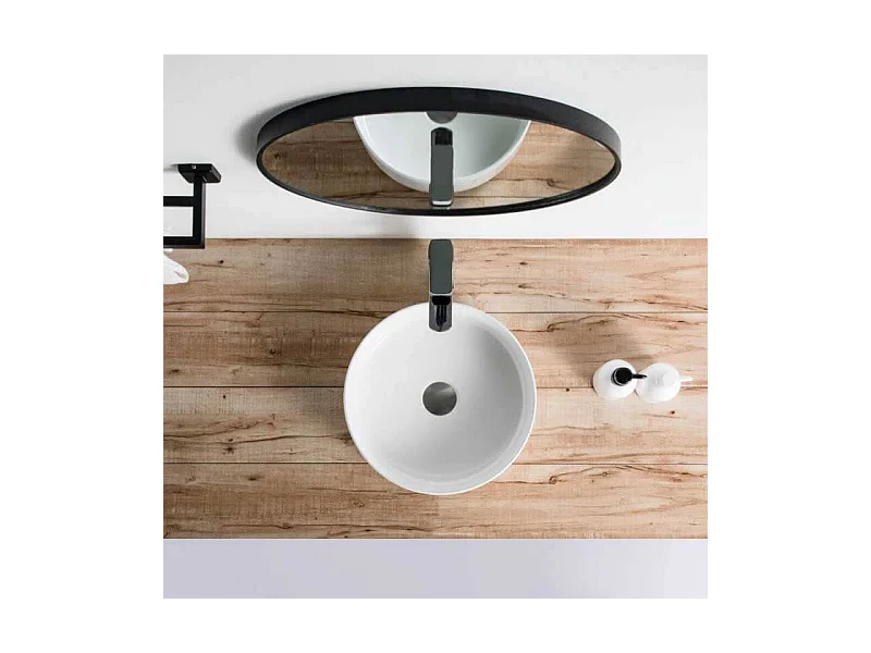 Vasque à poser ronde en céramique MENDOZA 6 coloris Ø36 cm Blanc brillant