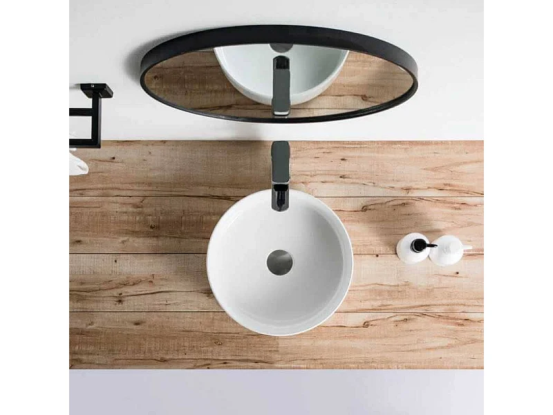 Lavabo blanco brillante sobre encimera cerámico MENDOZA Ø 36 cm  Ø36 cm