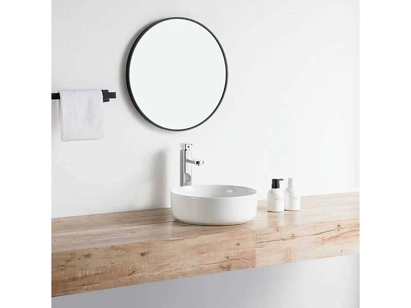 Lavabo blanco brillante sobre encimera cerámico MENDOZA Ø 36 cm  Ø36 cm