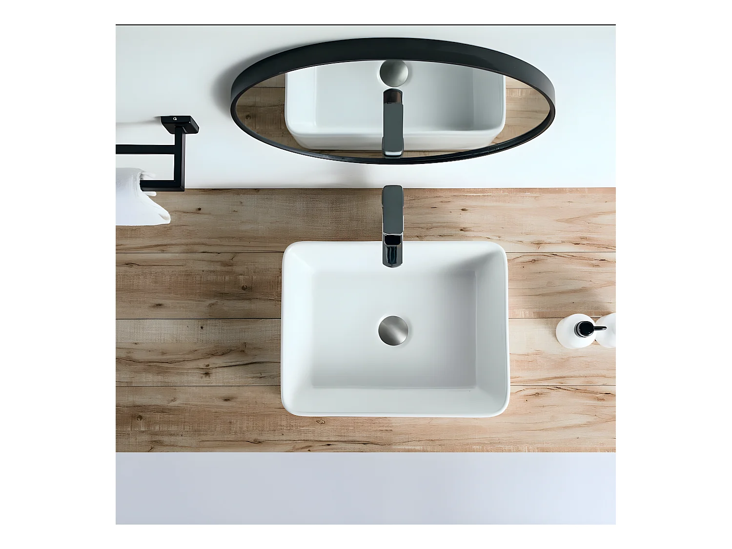 Aufsatzwaschbecken aus glasierter Keramik CORDOBA 48x37 cm