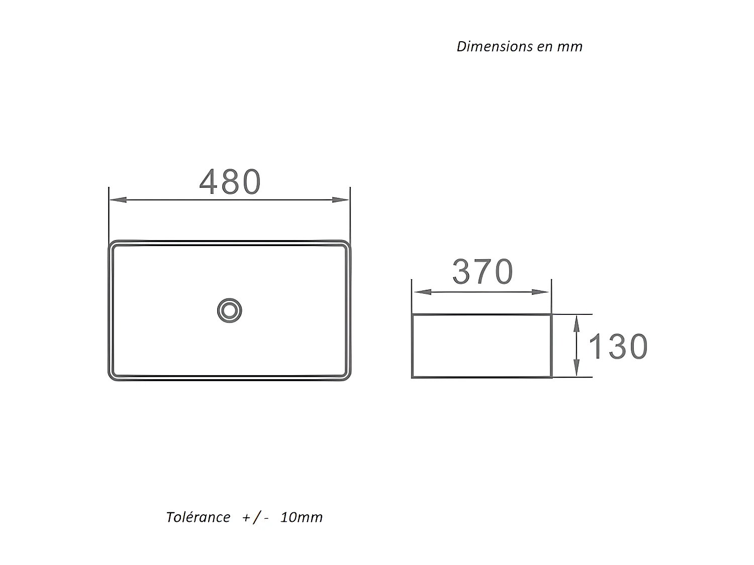 Aufsatzwaschbecken aus glasierter Keramik CORDOBA 48x37 cm