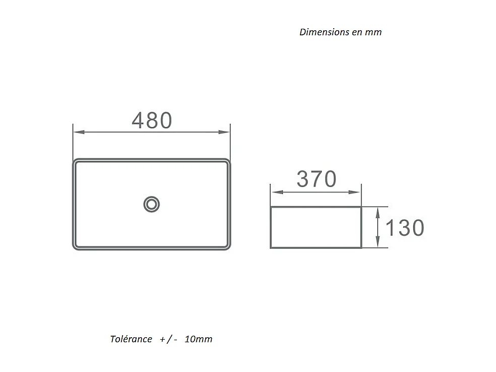 Aufsatzwaschbecken aus glasierter Keramik CORDOBA 48x37 cm