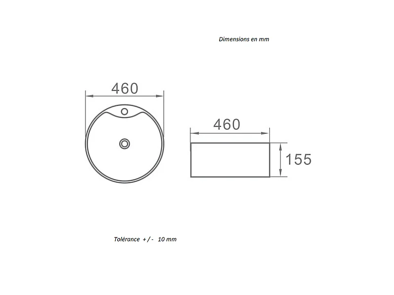 Vasque à poser ronde en céramique VARRIA Ø46 cm