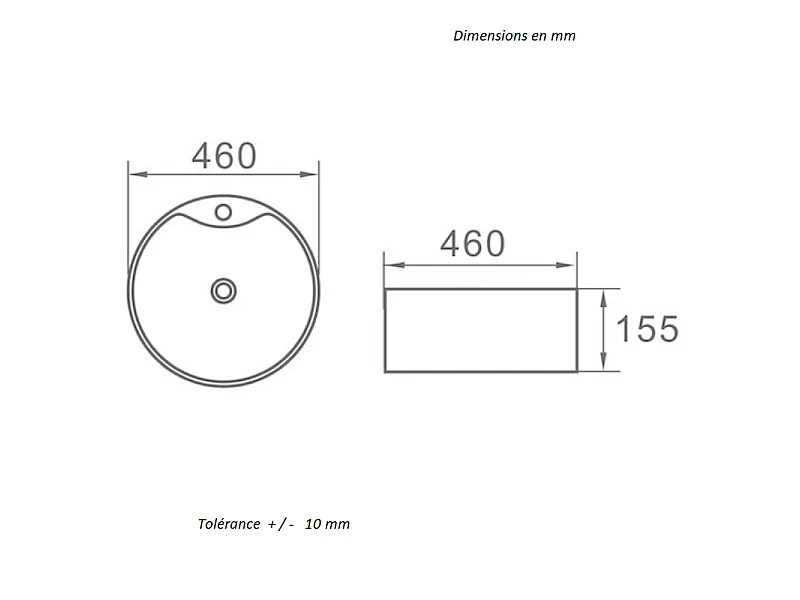 Vasque à poser ronde en céramique VARRIA Ø46 cm