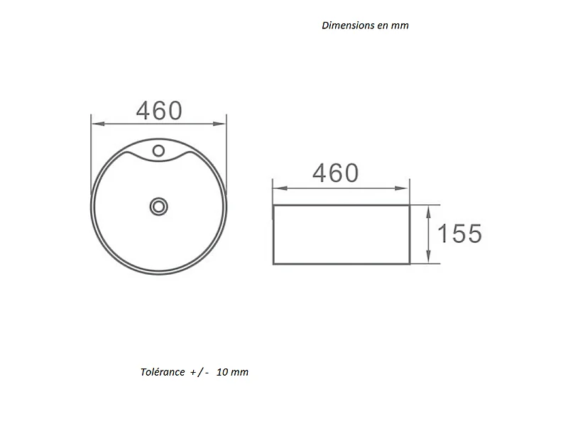 Lavabo blanco brillante sobre encimera cerámico VARRIA Ø46 cm