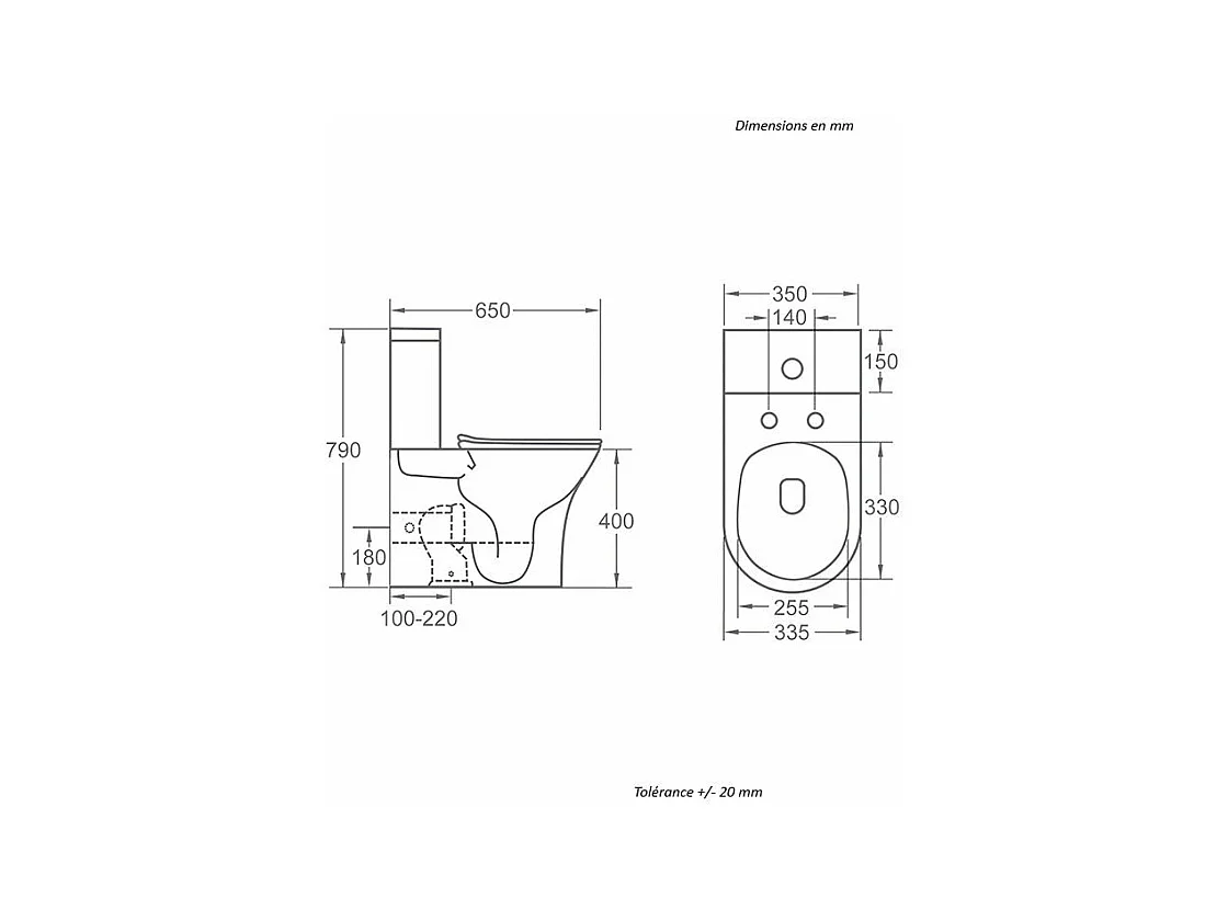 Toilette WC à poser CLORINDA en céramique