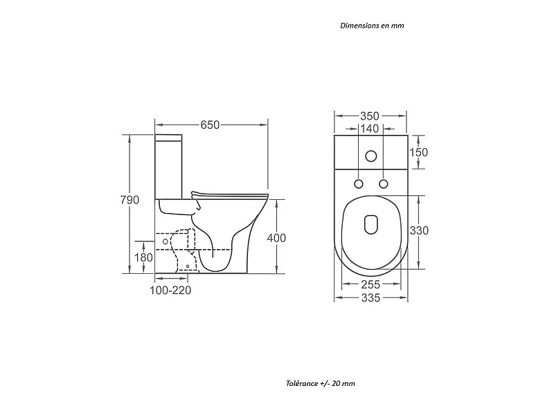 Toilette WC à poser CLORINDA en céramique