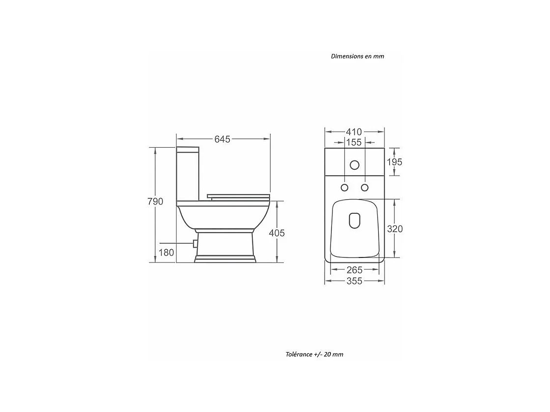 Toilette WC à poser rétro MADRY en céramique