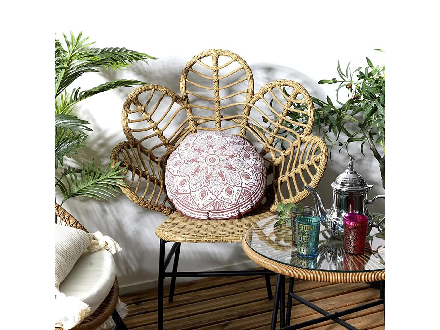 Coussin rond 40 cm MANDALA orange