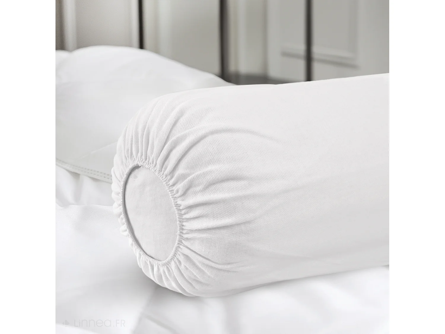 Housse de protection de traversin ANTONIN 160 cm molleton 220 g/m² absorbant blanc