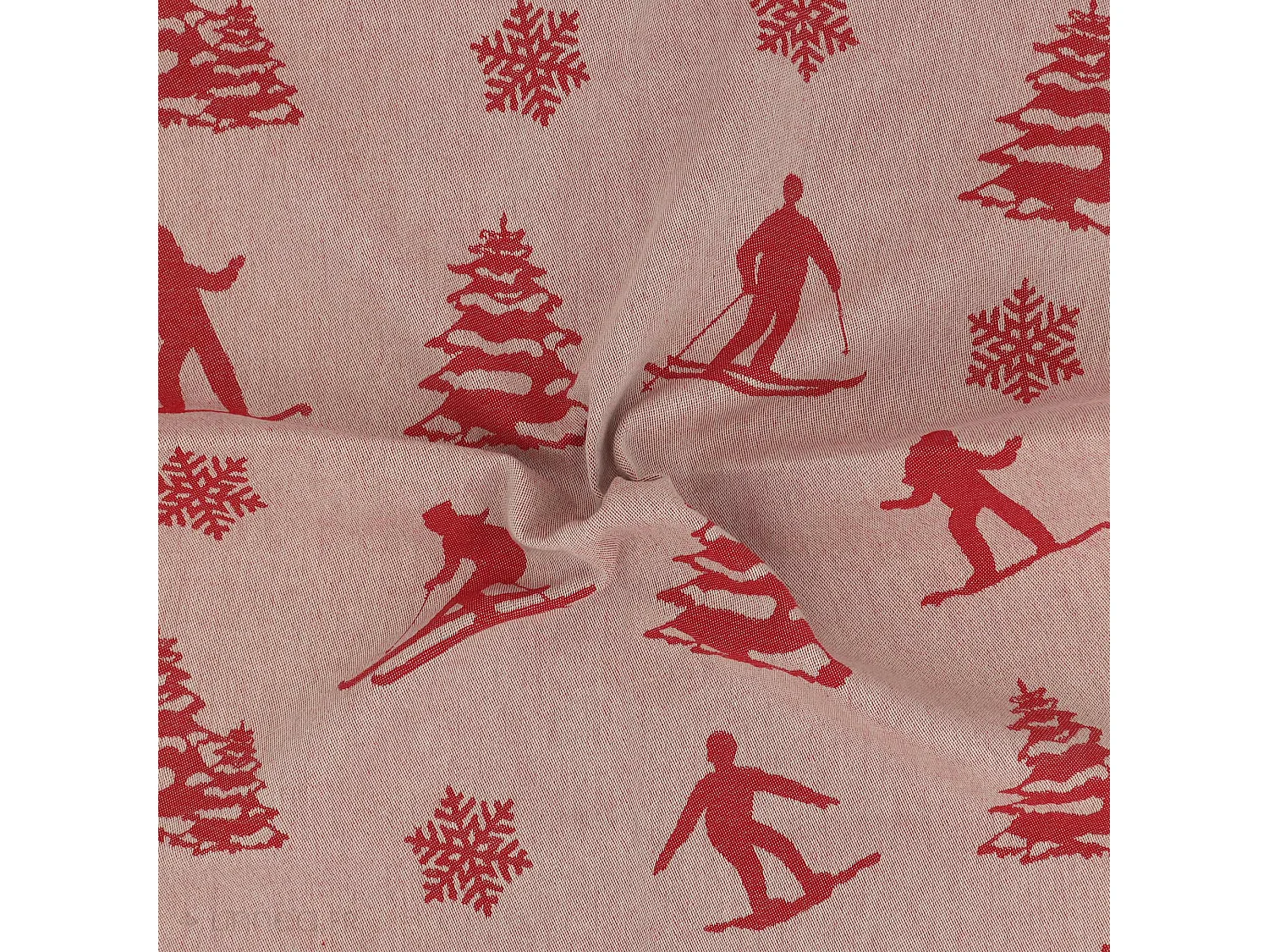 Lot de 2 torchons de cuisine toile 50x70 cm coton SKI rouge