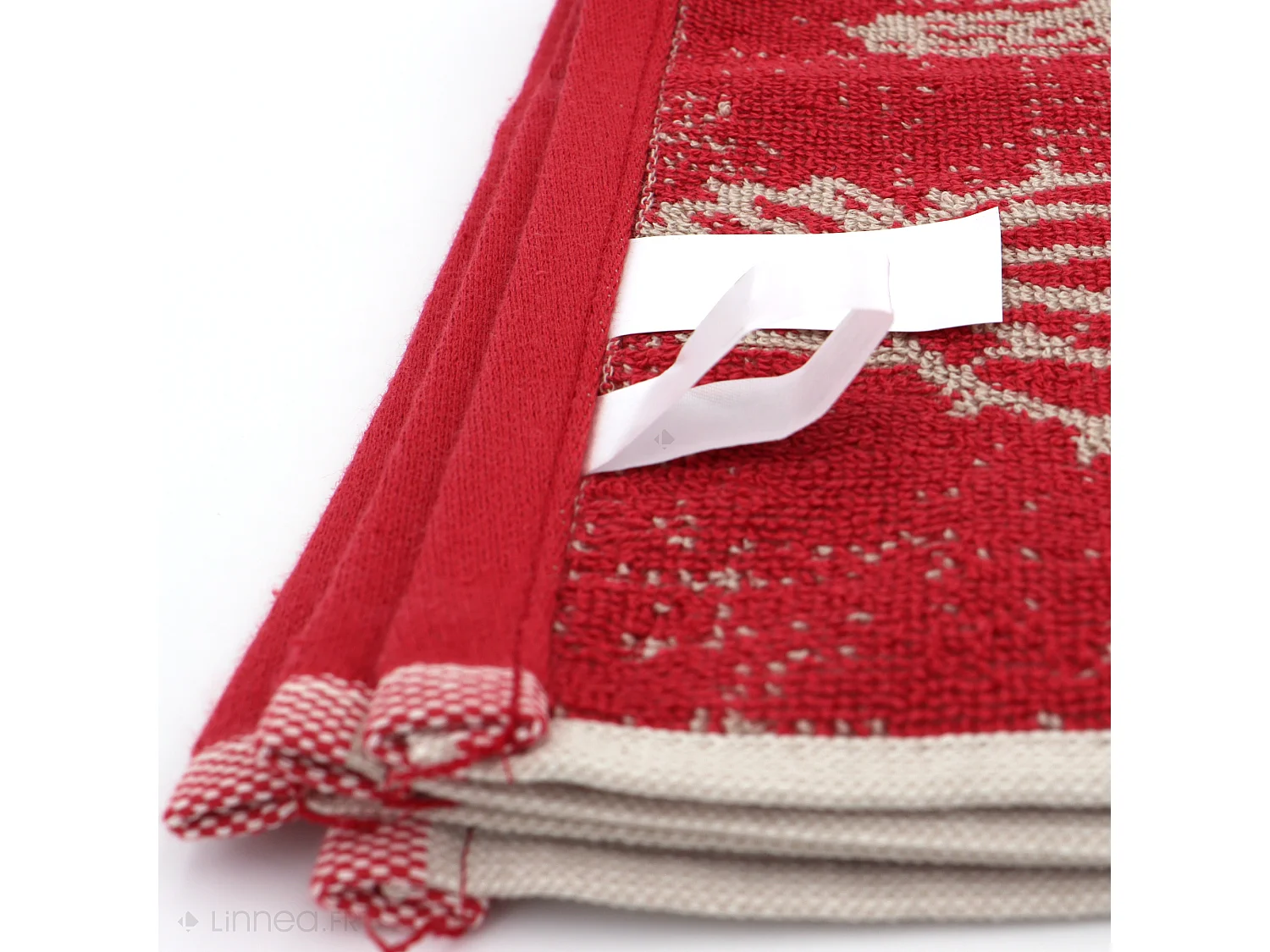 Lot de 2 torchons de cuisine éponge 50x50 cm coton CACTUS rouge